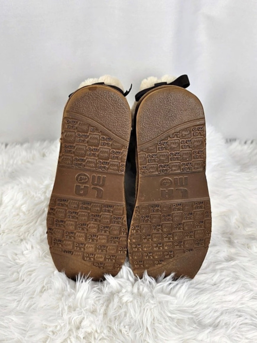 LAMO Women’s Size 8 Tan Suede Faux Fur Ankle Boots Bow Zip Winter - Picture 6 of 10